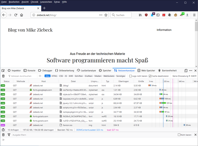 Firefox Debugger - Externe Schriftarten