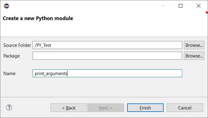 Eclipse - Neues PyDev Modul print_arguments.py