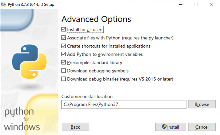 Python - Setup Advanced Options