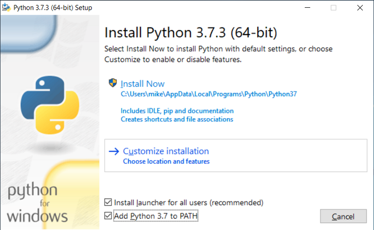 Python - Setup mit Launcher und PATH
